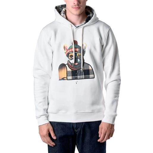 V2 uomo V2 felpa cappuccio grafica buldog