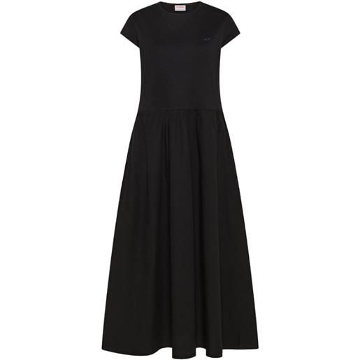 SUN68 long dress mixed fabric s/s