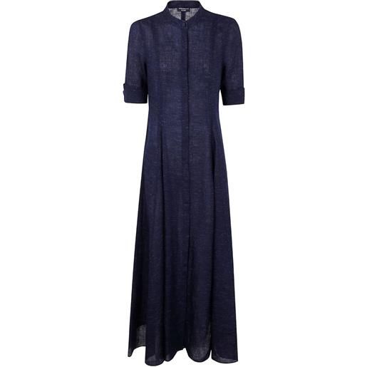 Emporio Armani abito midi in lino - blu
