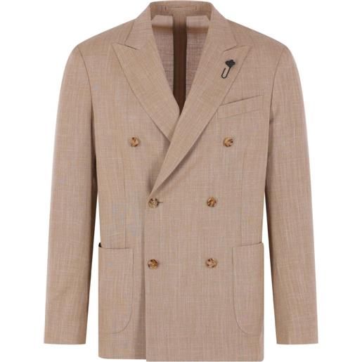 Lardini blazer doppiopetto con revers a lancia - toni neutri