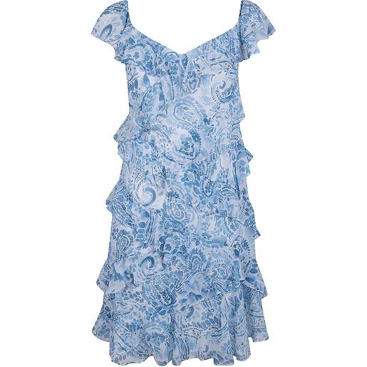 Lauren Ralph Lauren abito corto con stampa paisley e ruches - blu