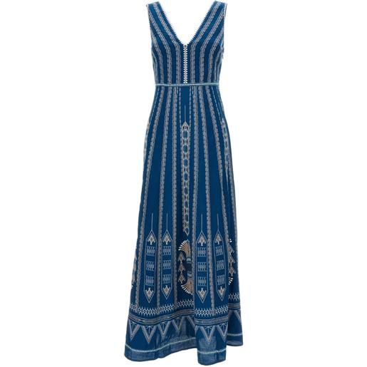 Emporio Sirenuse nellie embroidered sleeveless dress - blu