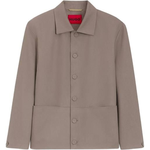HUGO giacca-camicia con applicazione - toni neutri