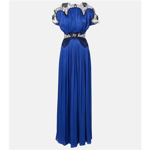 Costarellos abito lungo in georgette con pizzo