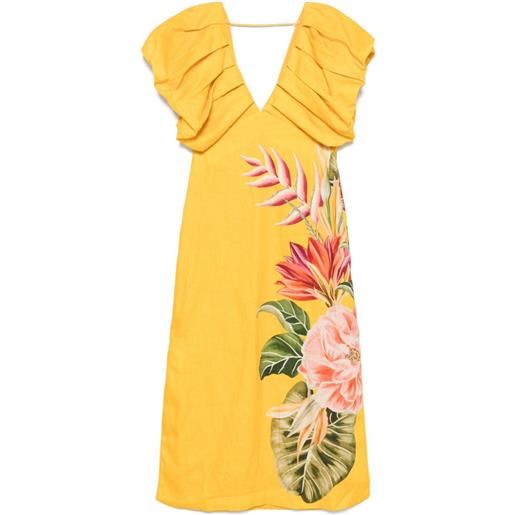 FARM Rio abito midi spring awakening - giallo