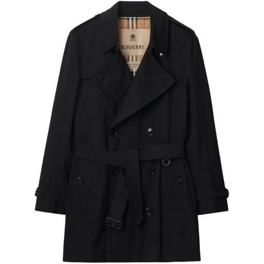 Burberry trench doppiopetto con cappuccio - nero