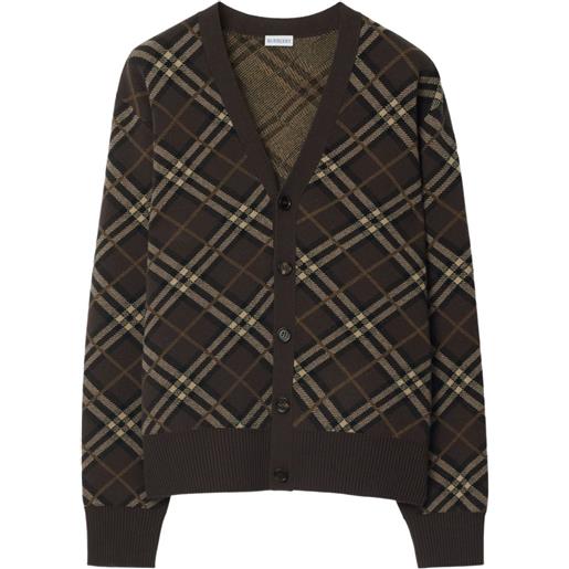 Burberry cardigan a quadri in misto lana e cashmere - marrone
