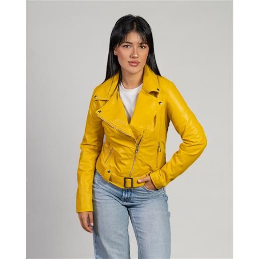 Leather Trend celina - chiodo in pelle giallo colore giallo taglia xxs/38 fodera interna leggera
