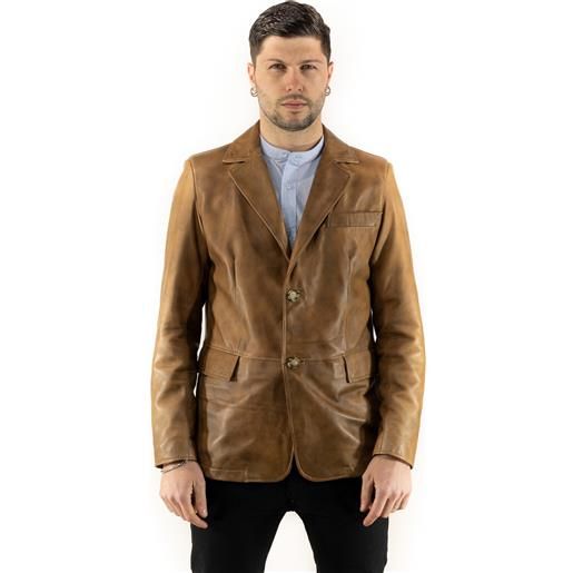 Leather Trend ettore - giacca in pelle cuoio colore cuoio taglia s/46 fodera interna leggera