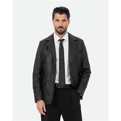 Leather Trend ettore - giacca in pelle nera colore nero taglia s/46 fodera interna imbottitura 60g