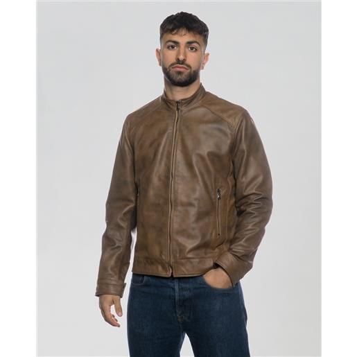 Leather Trend u08 - giacca in pelle cuoio colore cuoio taglia s/46 fodera interna leggera
