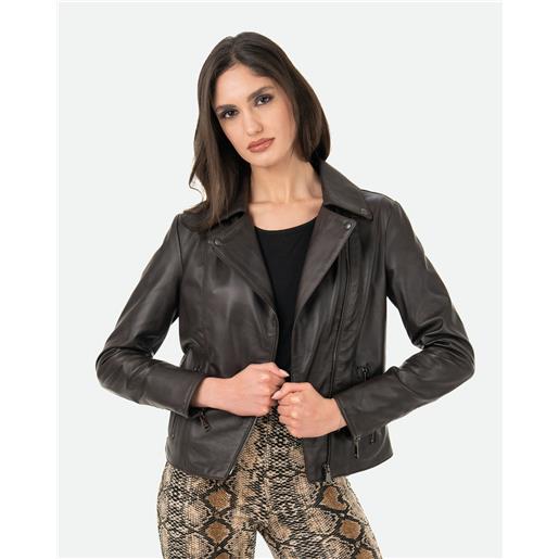 Leather Trend giselle - chiodo in pelle testa di moro colore testa di moro taglia xxs/38 fodera interna imbottitura 60g