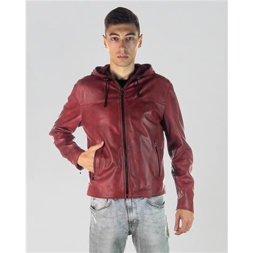 Leather Trend terminator - giacca in pelle bordeaux colore bordeaux taglia s/46 fodera interna imbottitura 60g