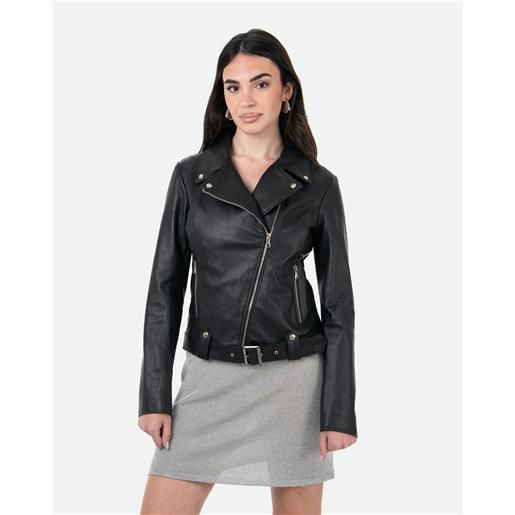 Leather Trend celina - chiodo in pelle nero colore nero taglia xxs/38 fodera interna imbottitura 60g