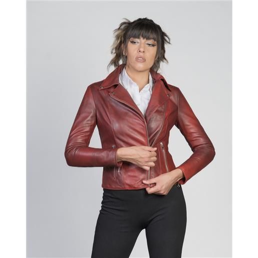 Leather Trend giselle - chiodo in pelle bordeaux colore bordeaux taglia xxs/38 fodera interna leggera