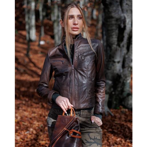 Leather Trend kelly - biker in pelle testa di moro colore testa di moro taglia xxs/38 fodera interna leggera