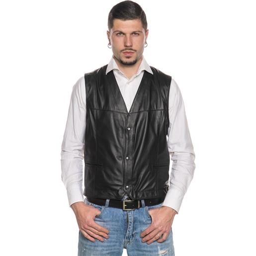 Leather Trend gianni - gilet in pelle nero colore nero taglia s/46 fodera interna leggera