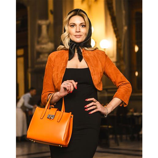 Leather Trend bolero - coprispalle in camoscio arancione colore arancione taglia s/42 fodera interna leggera