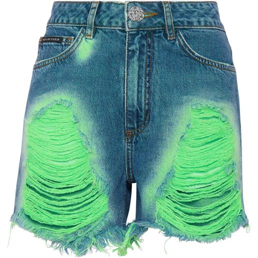 Philipp Plein shorts con fantasia tie dye - blu
