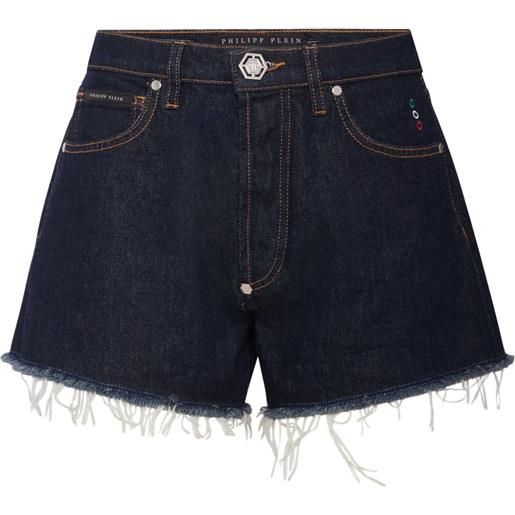 Philipp Plein shorts denim con applicazione - blu