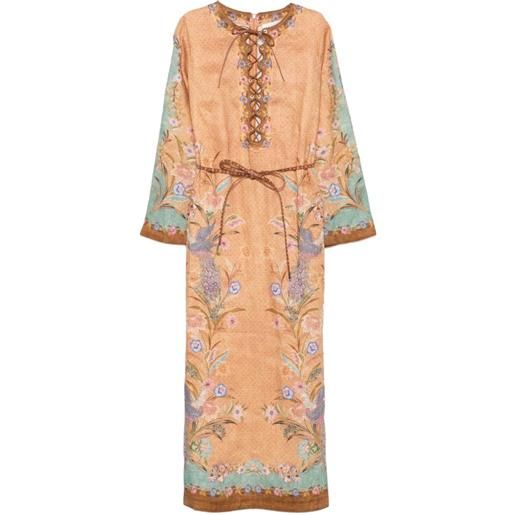 ZIMMERMANN abito midi indra a fiori - toni neutri