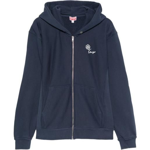 Kenzo felpa con ricamo floreale e zip - blu