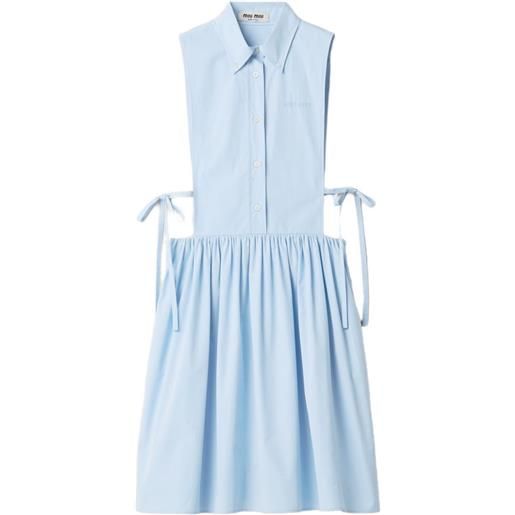 Miu Miu abito in popeline con lacci laterali - blu