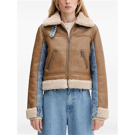 Desigual giacca con bordo in finto shearling - marrone