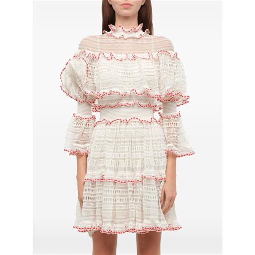 Alexander McQueen abito corto in pizzo con ruches - bianco