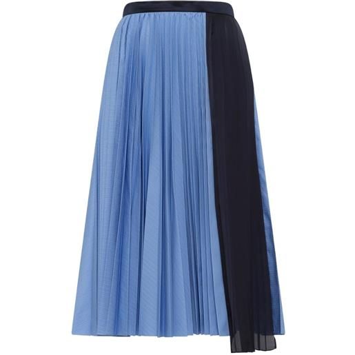 sacai gonna midi plissettata - blu