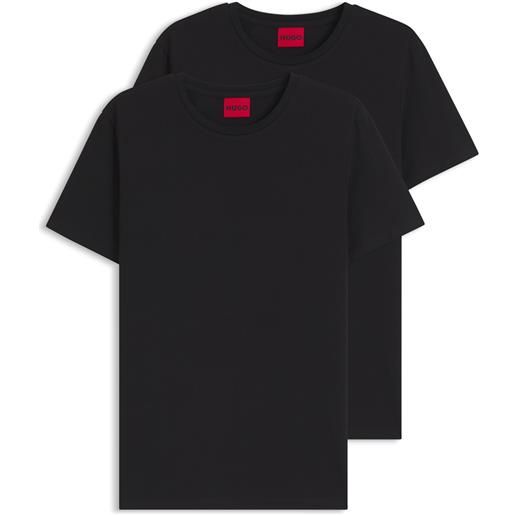 HUGO t-shirt slim fit in cotone elasticizzato in confezione da due, nero