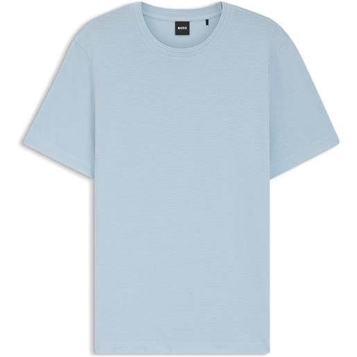 BOSS t-shirt in misto cotone con lavorazione jacquard a bolle, celeste