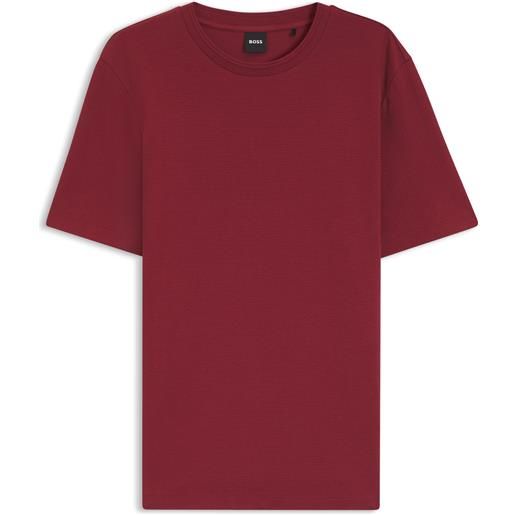 BOSS t-shirt in misto cotone con lavorazione jacquard a bolle, rosso