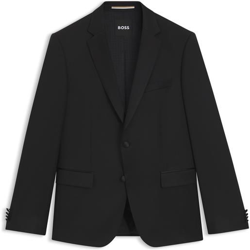 BOSS one giacca da smoking slim fit in serge di lana vergine, nero