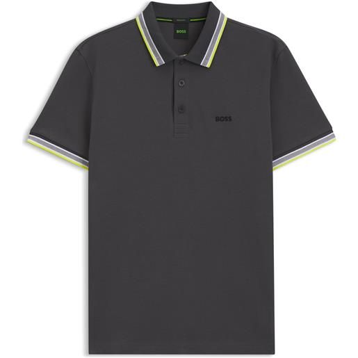 BOSS polo paddy in piqué di cotone, grigio scuro