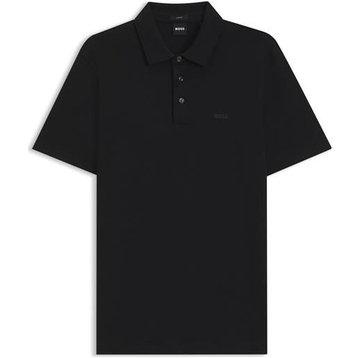 BOSS polo slim fit in cotone interlock, nero