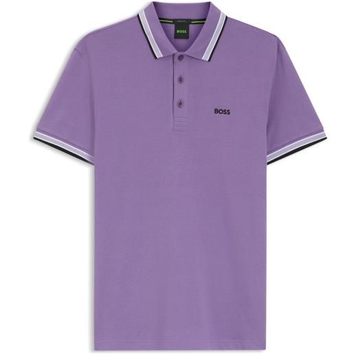 BOSS polo paddy in piqué di cotone, lilla