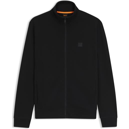 BOSS giacca in terry di cotone con toppa con logo, nero