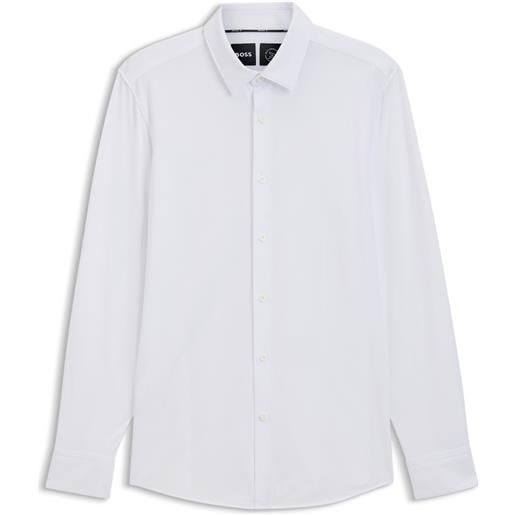 BOSS camicia slim fit in misto cotone elasticizzato ad alte prestazioni, bianco