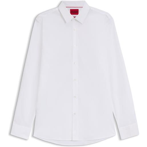 HUGO camicia extra slim fit in popeline di cotone elasticizzato, bianco