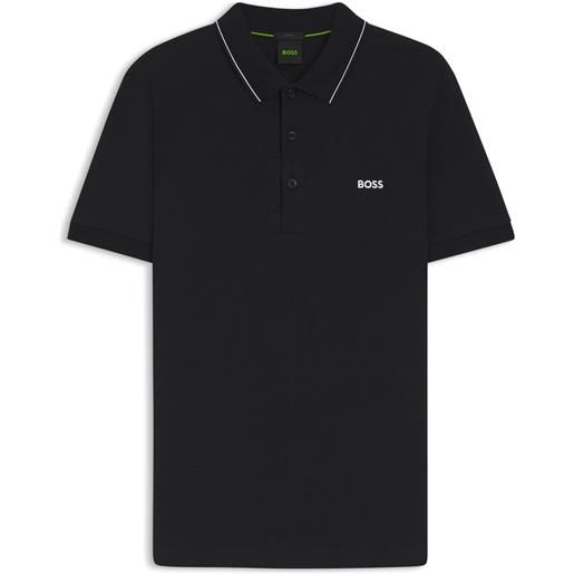 BOSS polo slim fit in piqué di cotone con logo, blu scuro