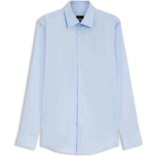 BOSS camicia slim fit in popeline di cotone facile da stirare, celeste