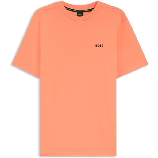 BOSS t-shirt in cotone elasticizzato con logo, arancione