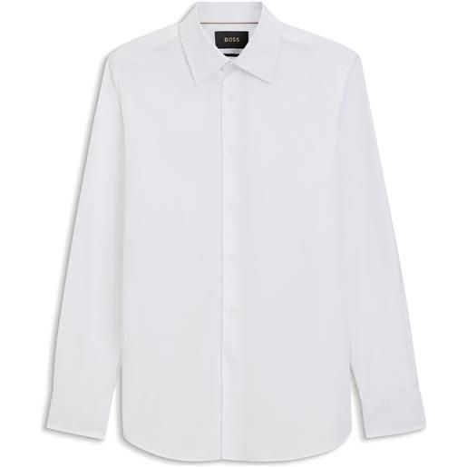 BOSS camicia regular fit in popeline di cotone italiano, bianco