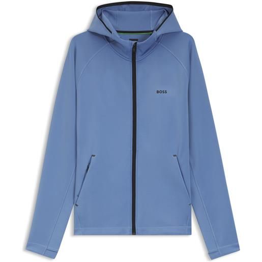 BOSS active felpa con cappuccio e zip con logo riflettente, blu