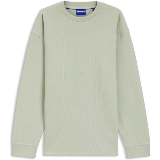HUGO t-shirt in misto cotone con lavorazione a nido d'ape, calce
