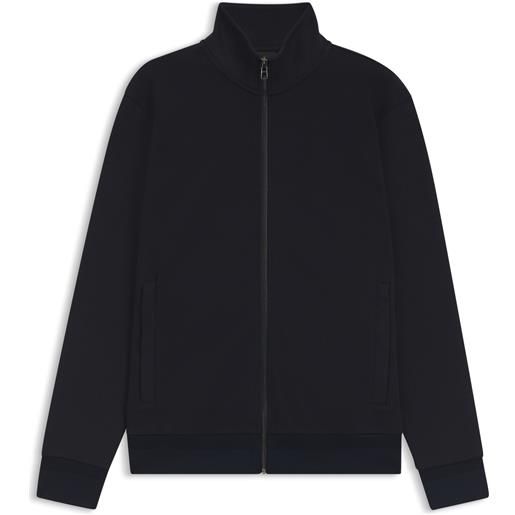 BOSS felpa con zip in piqué di cotone elasticizzato mercerizzato, blu scuro