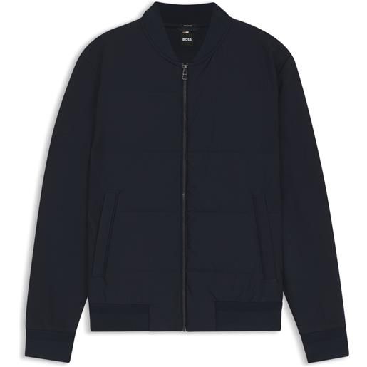 BOSS felpa con zip e parte anteriore imbottita, blu scuro
