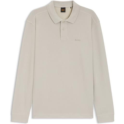 BOSS polo in misto cotone con lavorazione a nido d'ape, beige chiaro
