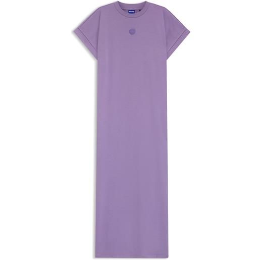 HUGO vestito stile t-shirt in jersey di cotone con logo happy HUGO, lilla